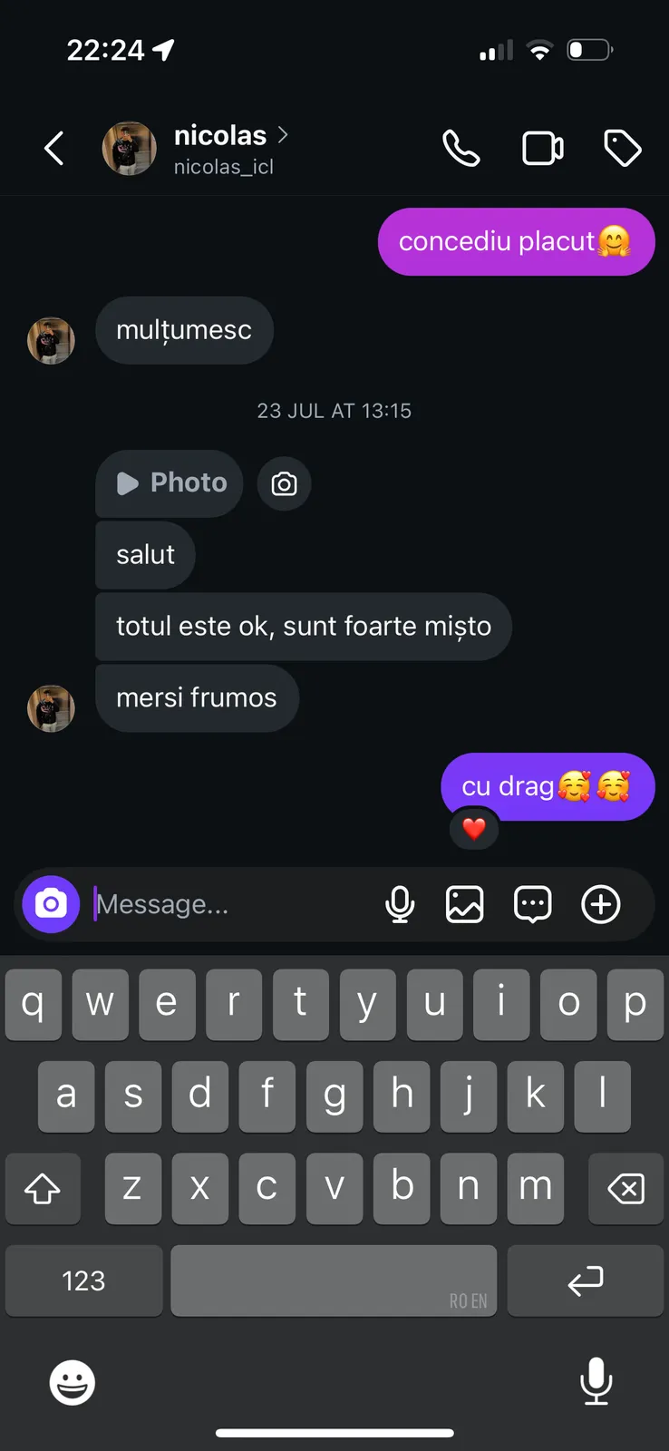 Recenzie de la un client pe Instagram